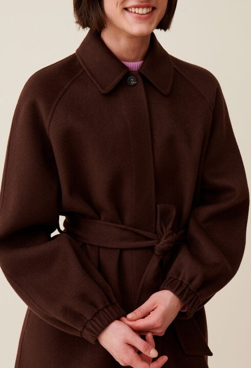 Brown belted long coat