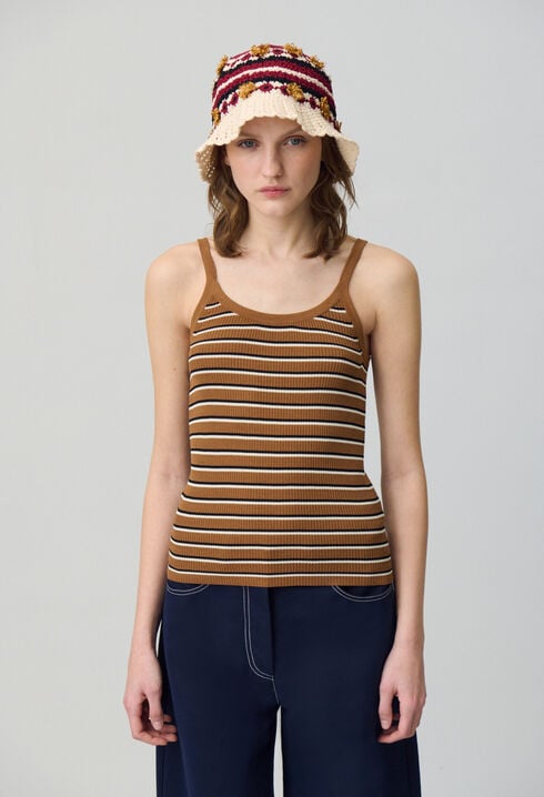 Striped Fine Knit Tank Top