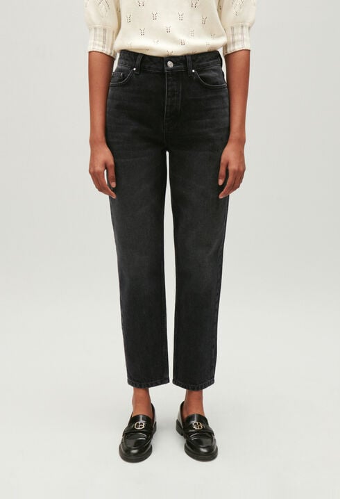 Anthracite faded straight-leg jeans
