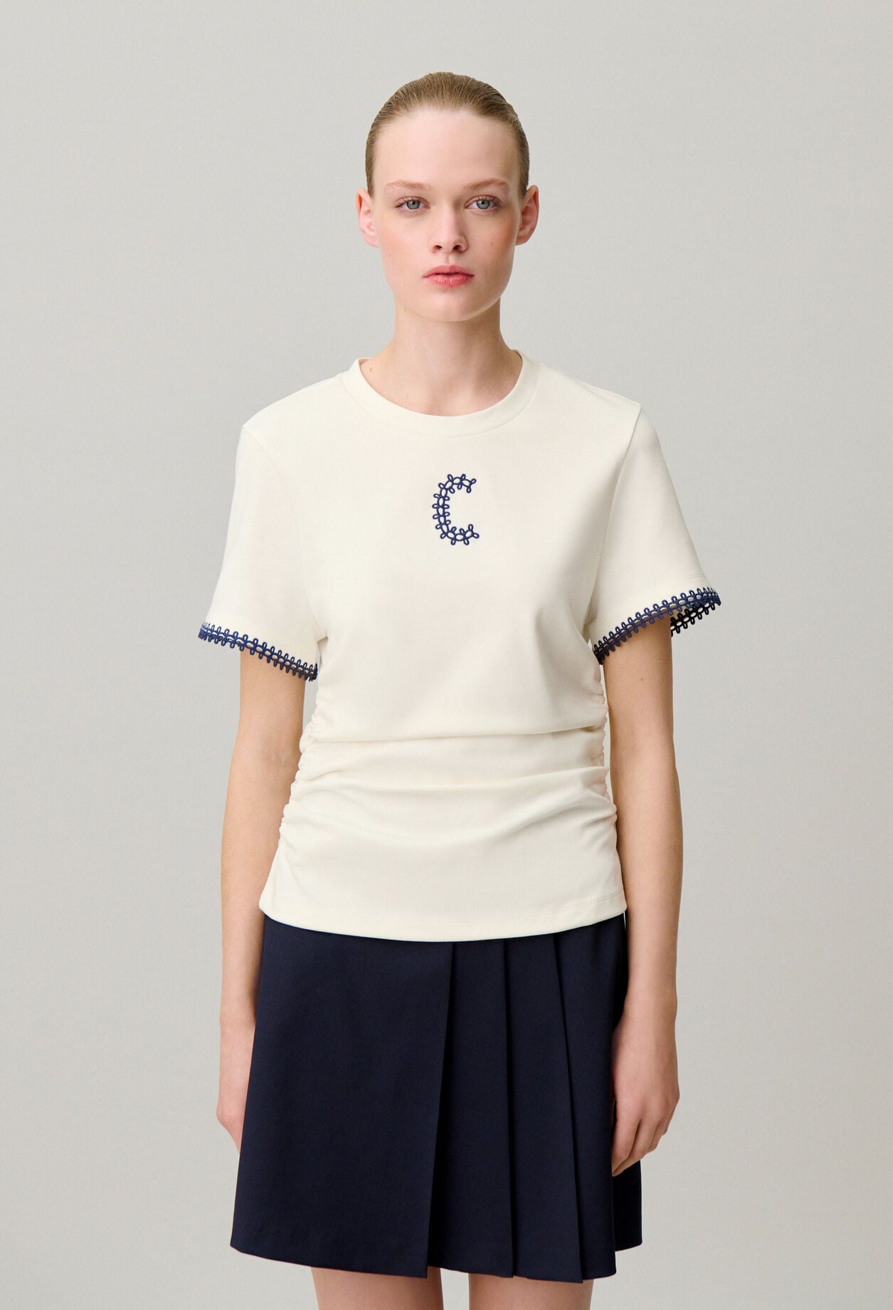 Draped short sleeve T-shirt