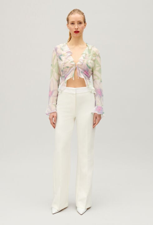 White straight tailored trousers