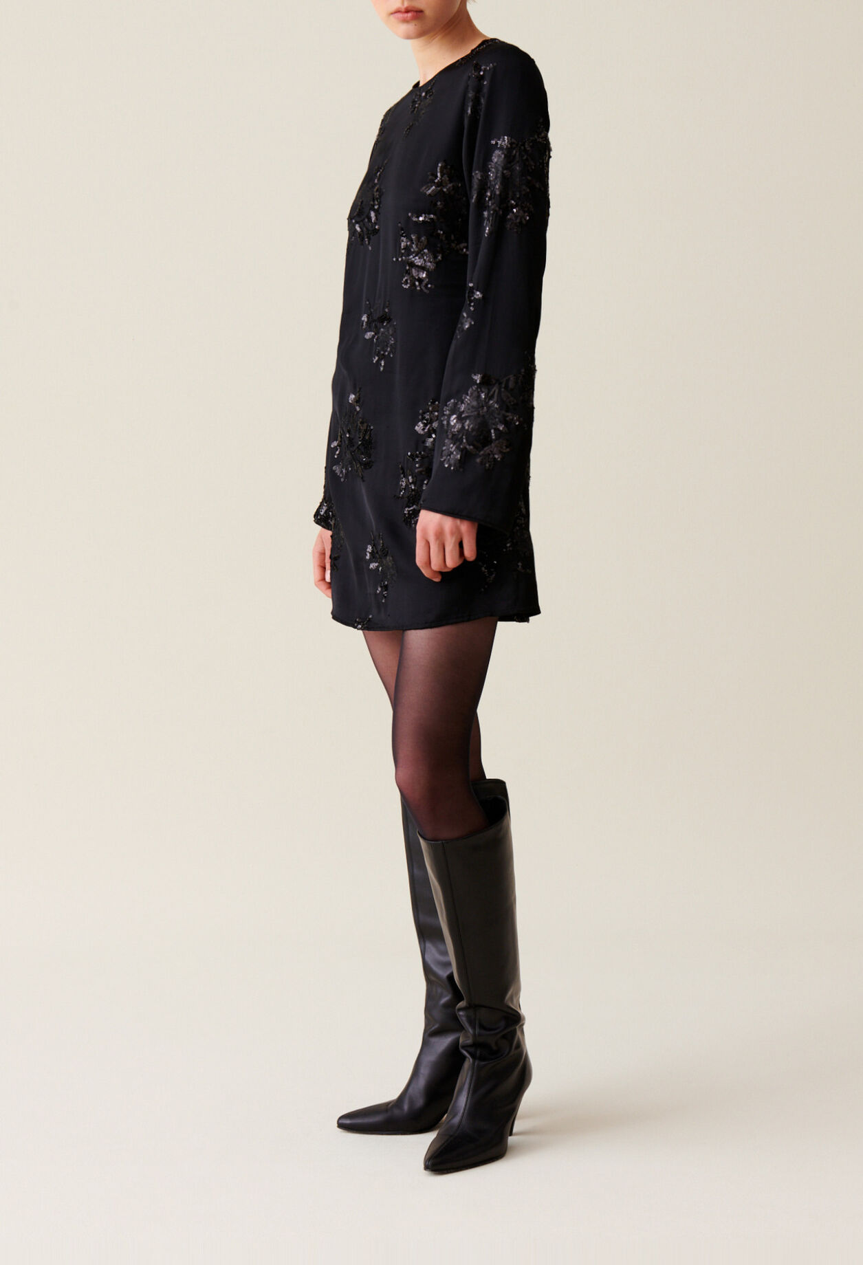 Black dress embroidered sequins