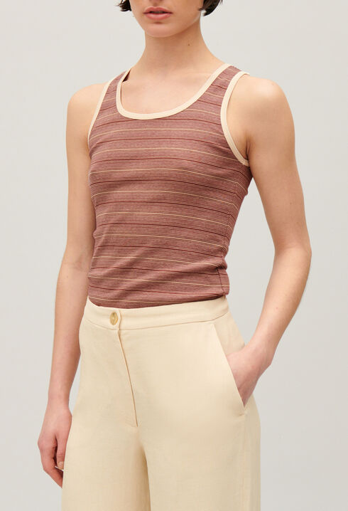 Striped brown vest top