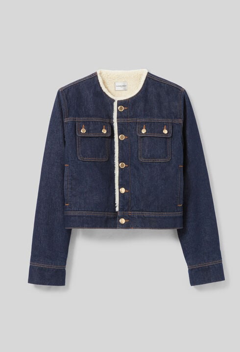Denim Jacket with Faux Fur