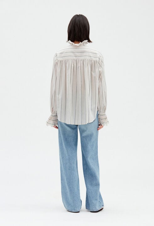 Striped ruffled shirt