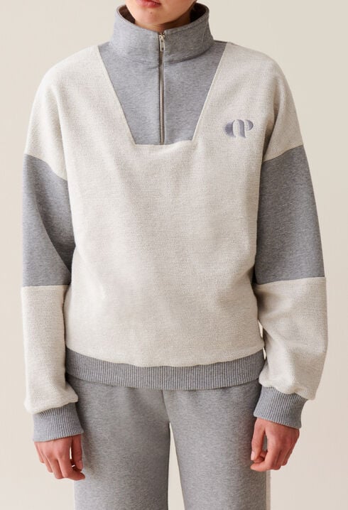 Zip-up High Neck Sweatshirt