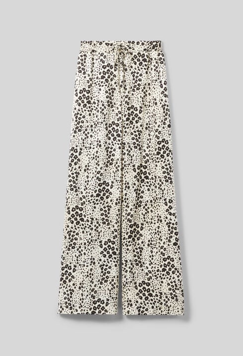 Animal print satin trousers