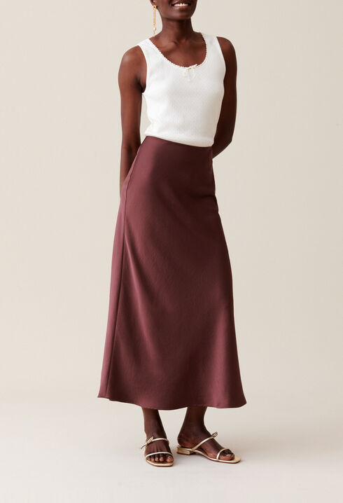 Flowing Satin Midi Skirt