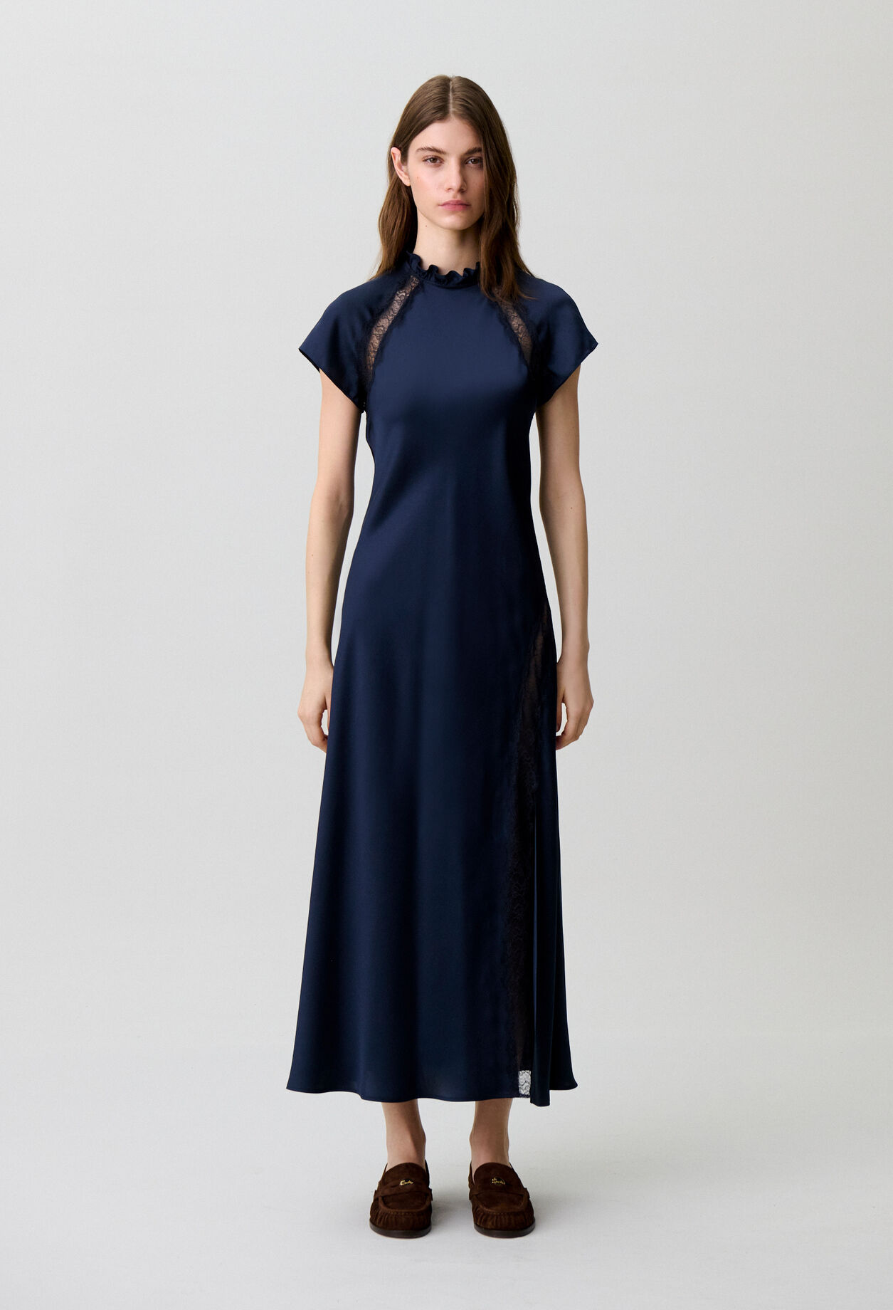 Satin Victorian collar dress