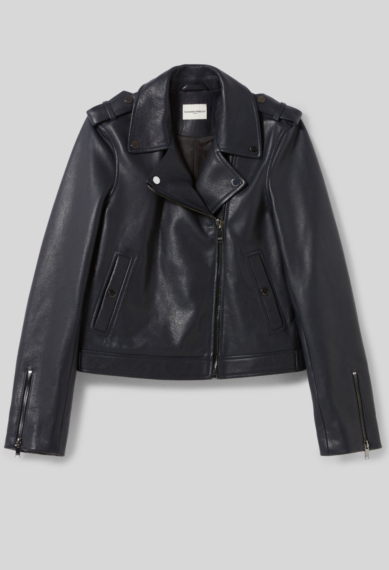 Black grained leather jacket