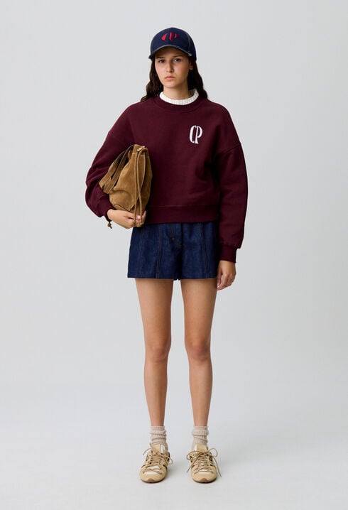 Victorian collar cotton sweatshirt