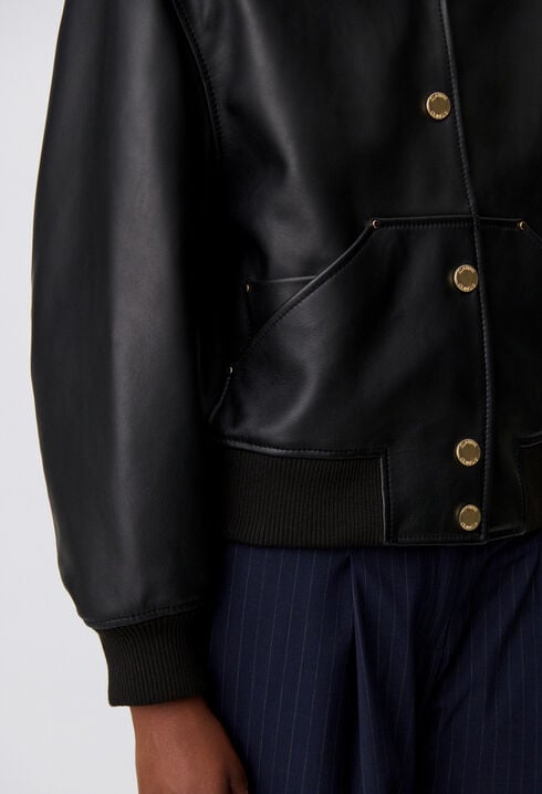 Leather bomber jacket