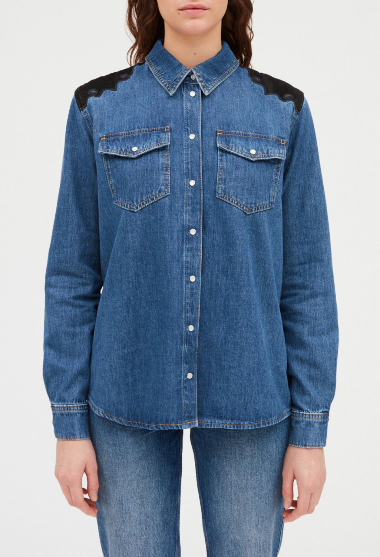 Mid blue denim shirt