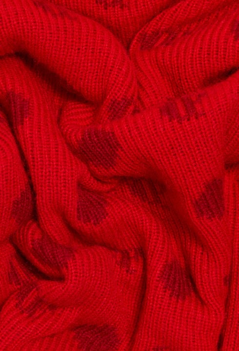 Mid-length red knit skirt