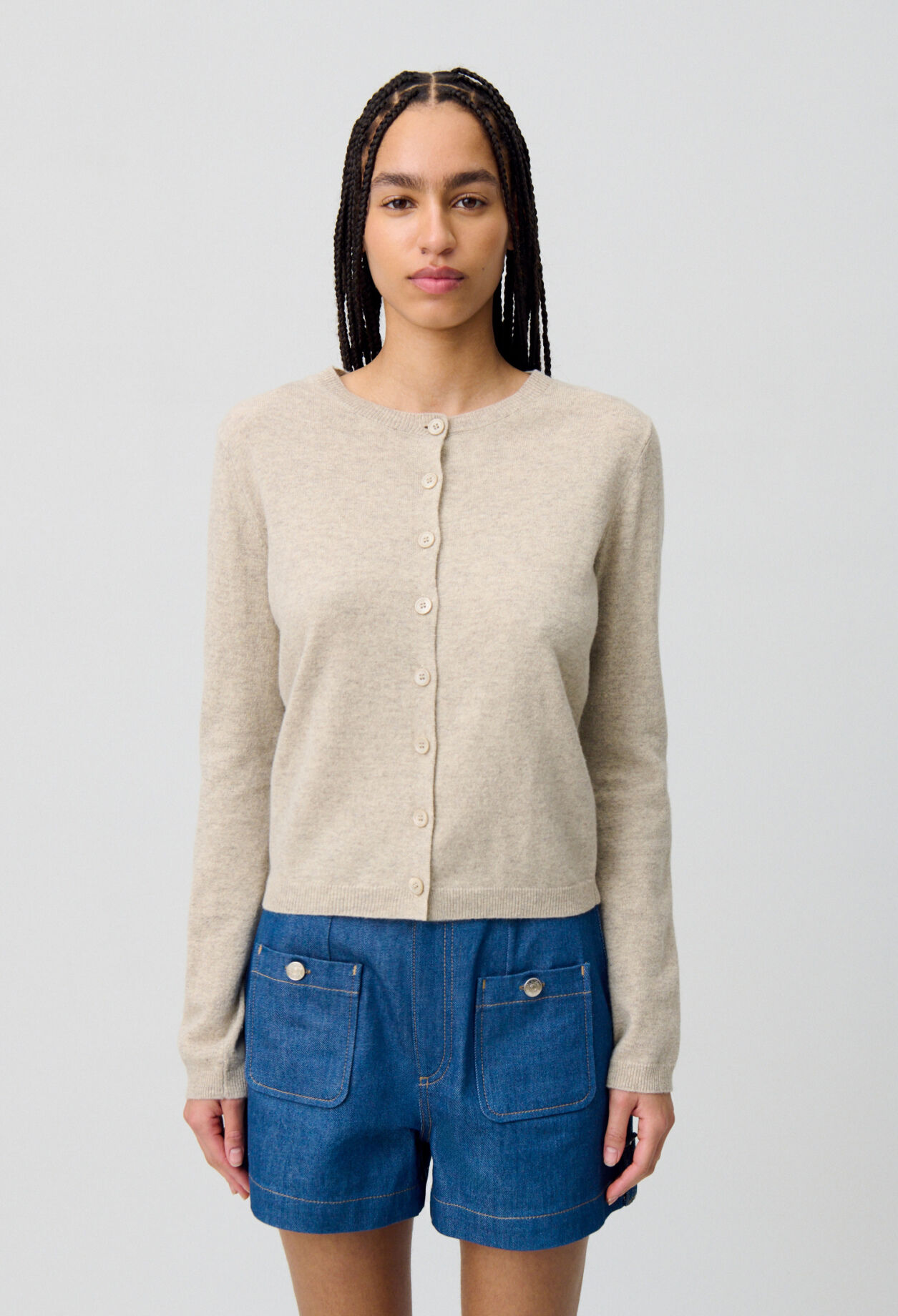 Claudie Pierlot intarsia-knitted Wool Cardigan | Neutrals