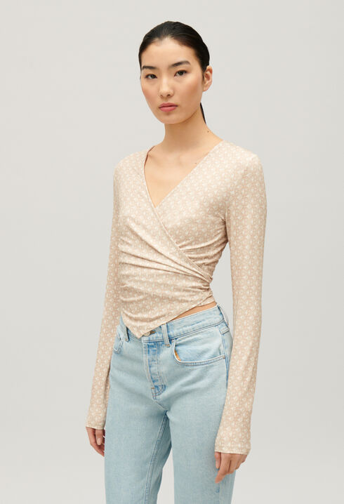 Beige wrap top
