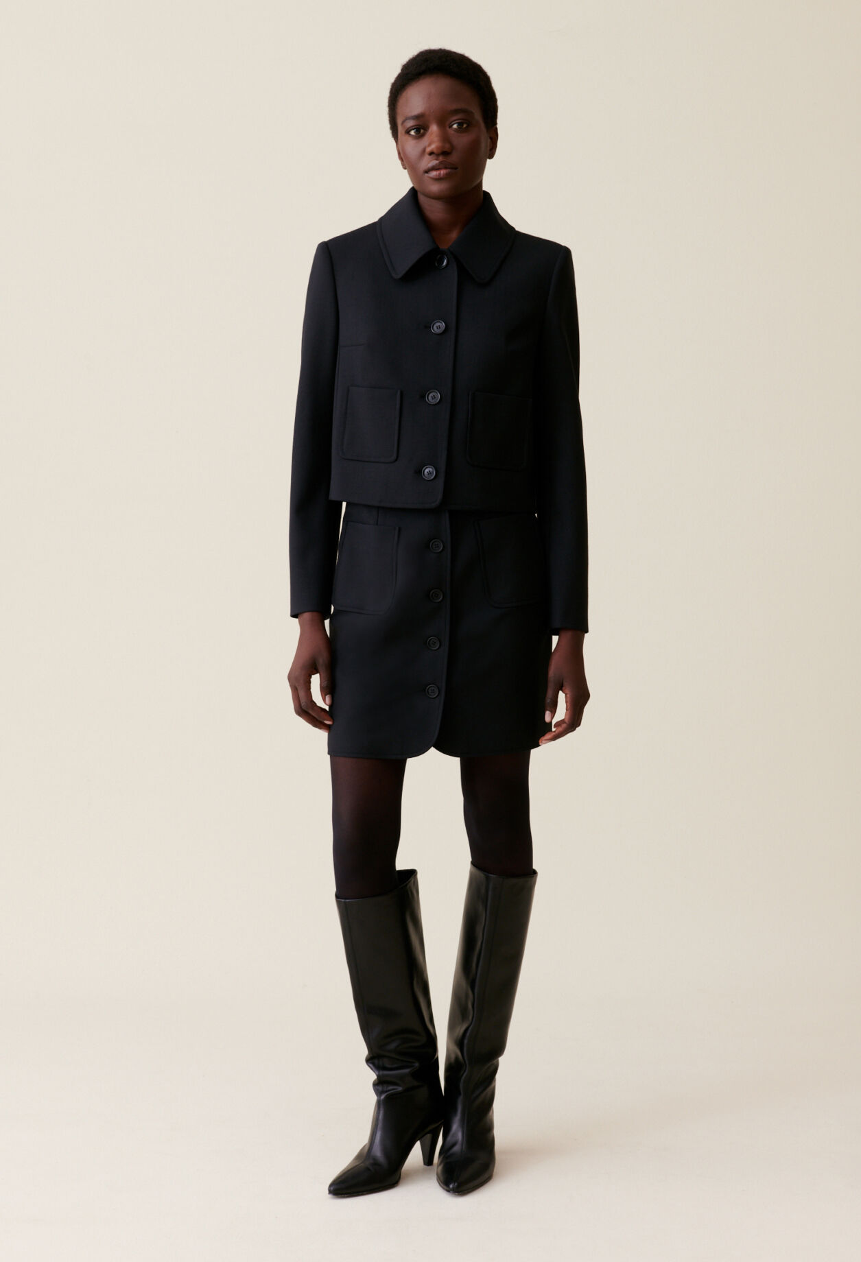 Black wool blend box jacket for women Claudie Pierlot