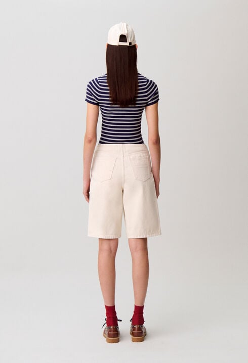 Ecru denim Bermuda shorts
