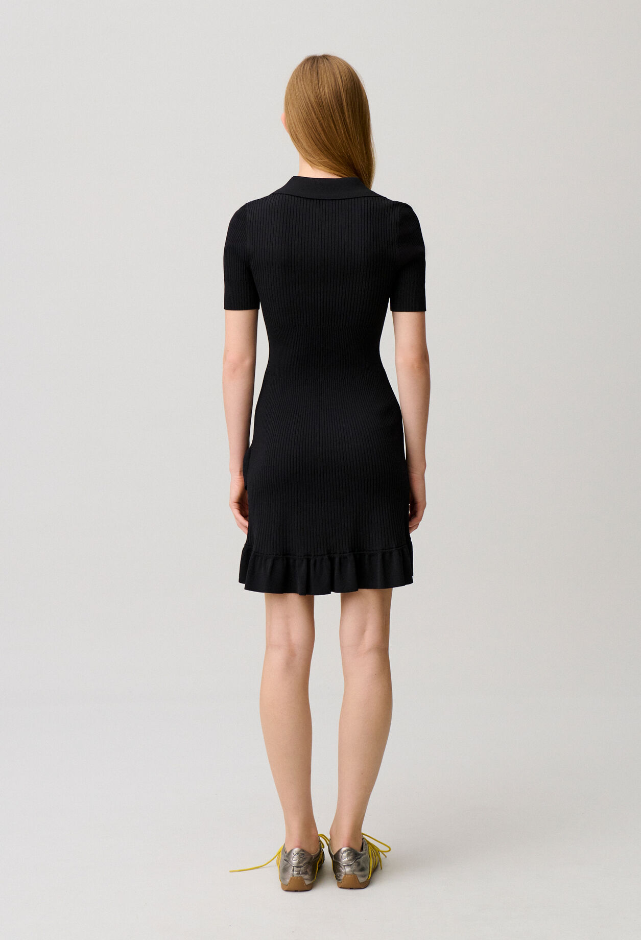 Shirt collar knit dress