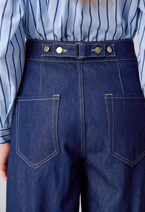 Raw denim straight-cut jeans