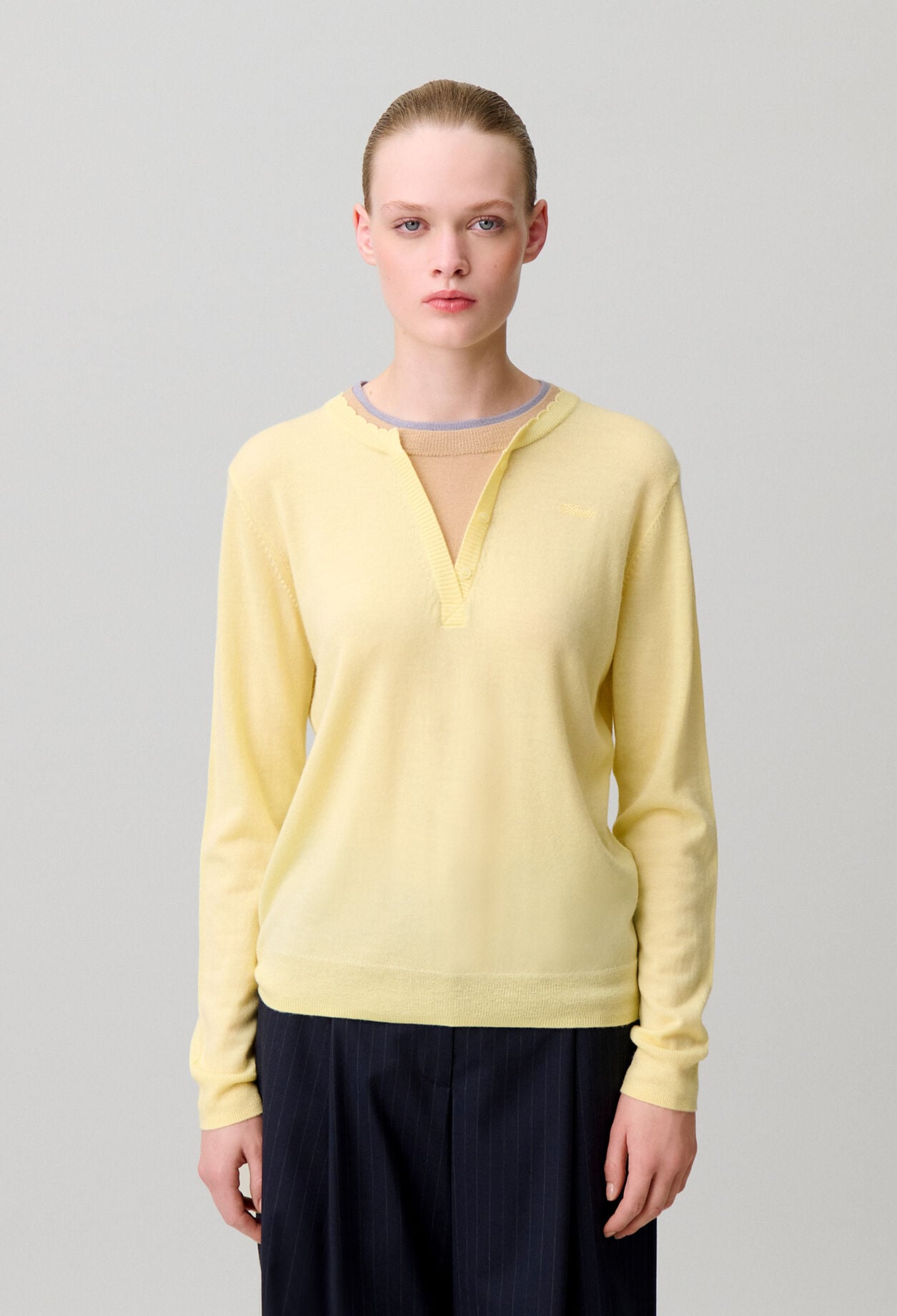 Layered collar wool jumper