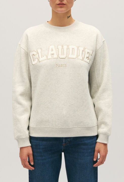 Marled grey knit sweatshirt