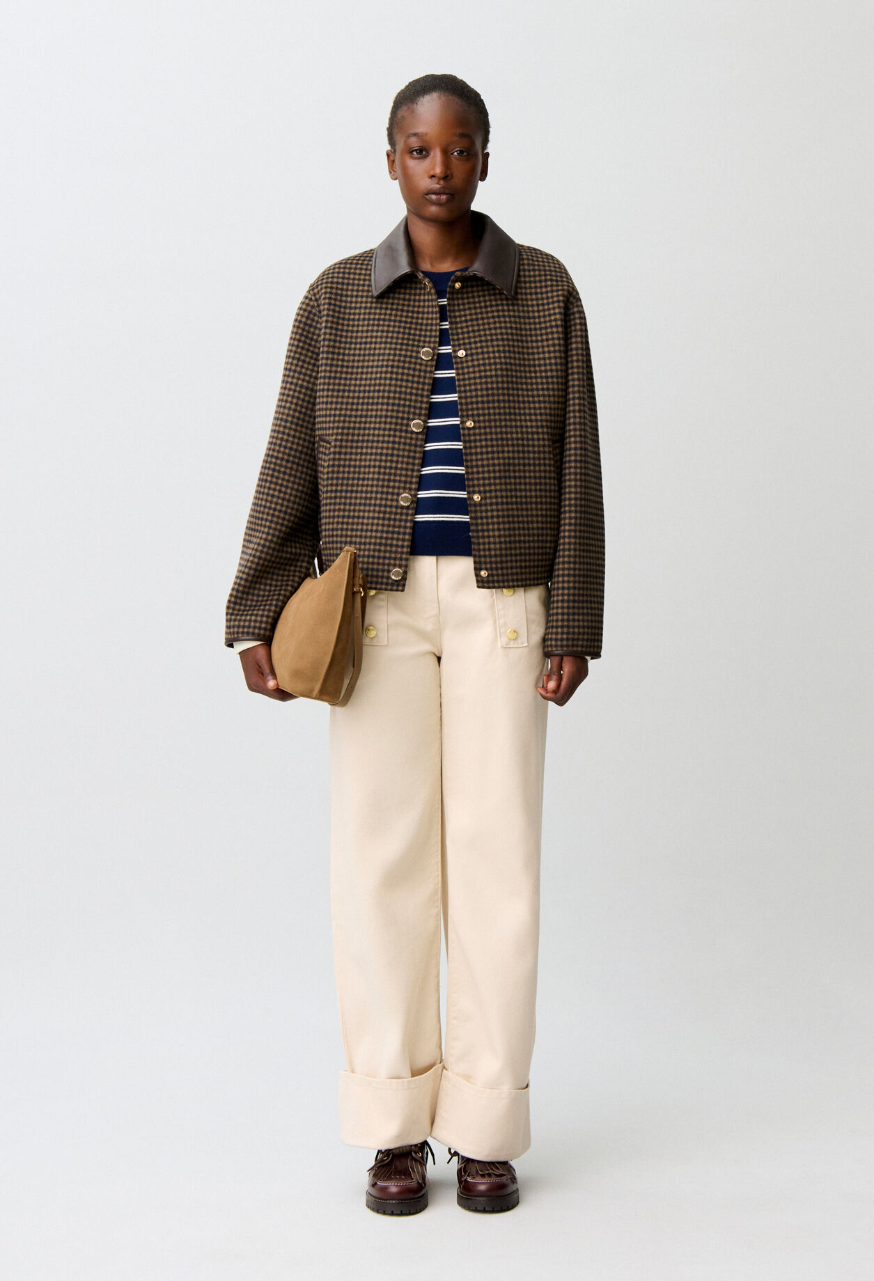 claudie pierlot ハウンドトゥースクロップドジャケット サイズ36
