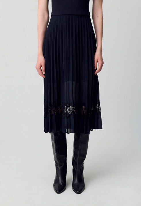 Black and navy bi-material dress 
