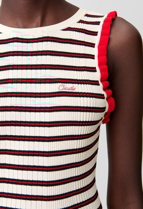 Striped Ruffled Knit Dress