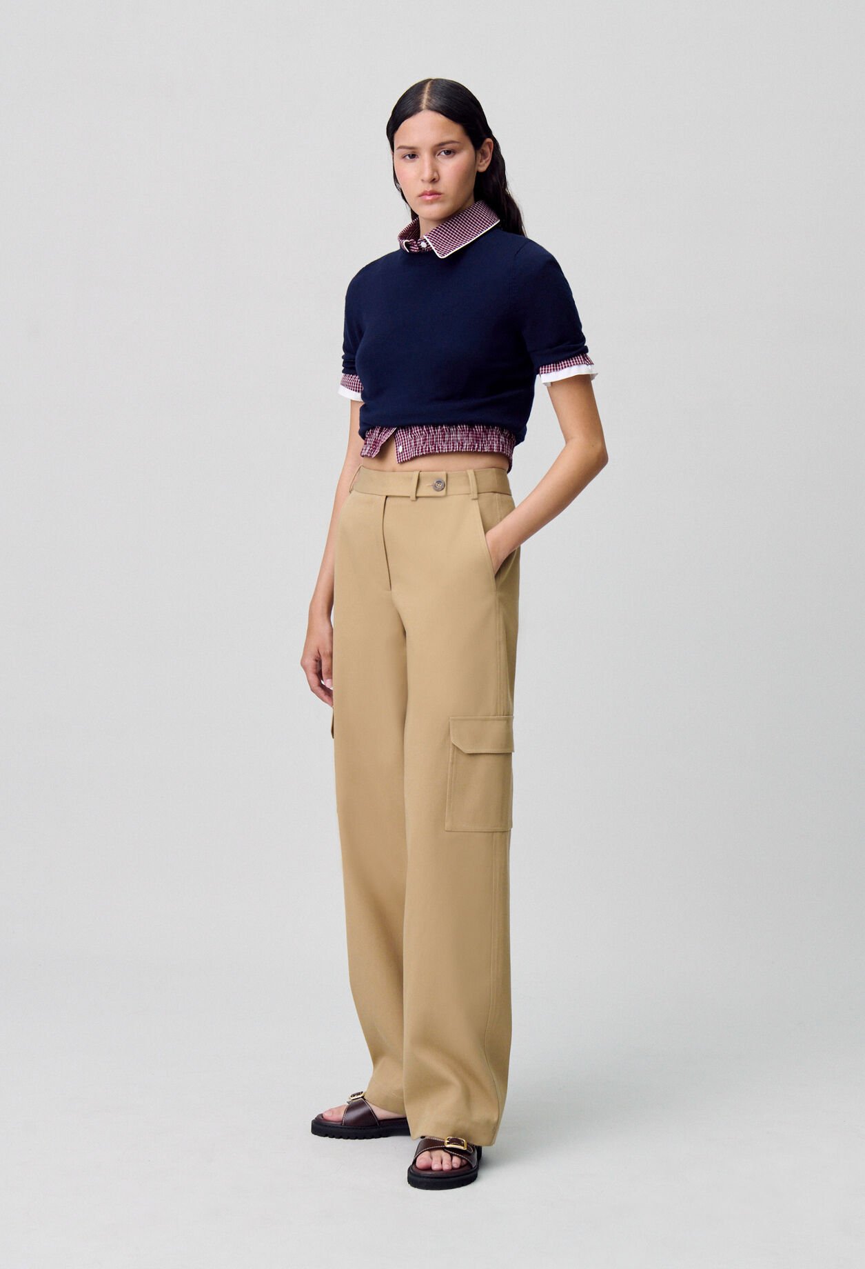 Wide-Leg Straight Cargo Trousers