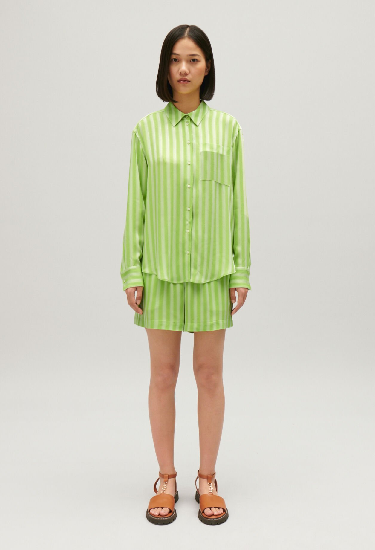 Matcha striped floaty shirt