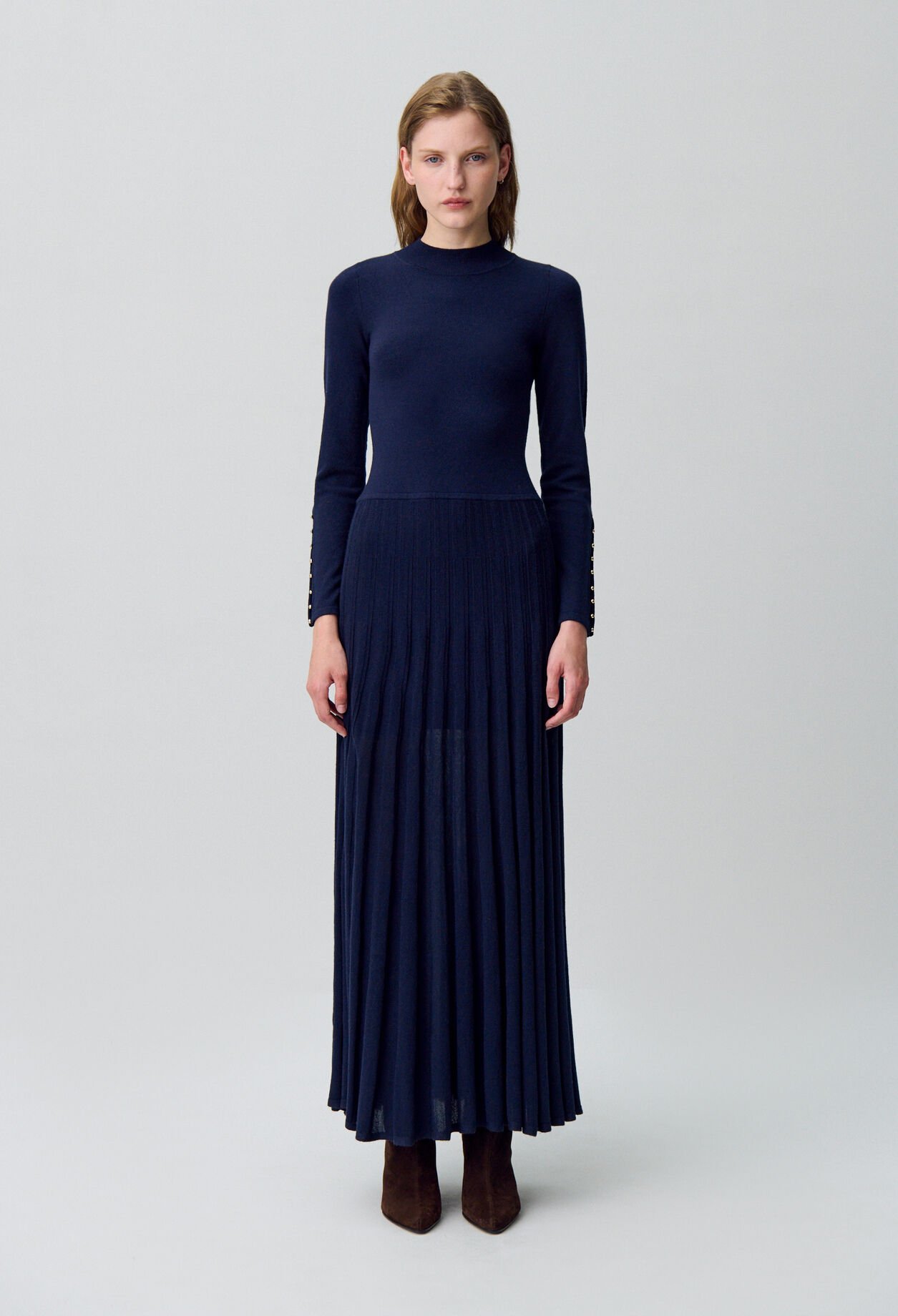 Long collared knit dress