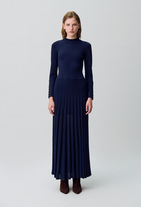 Long collared knit dress