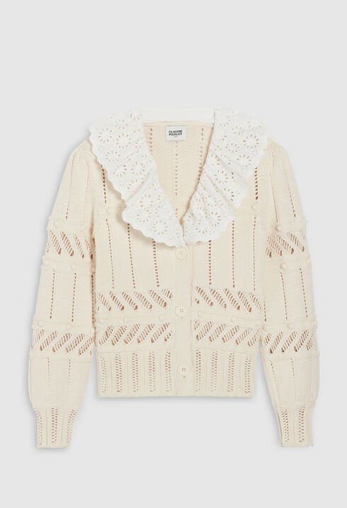 Off-white openwork knit cardigan