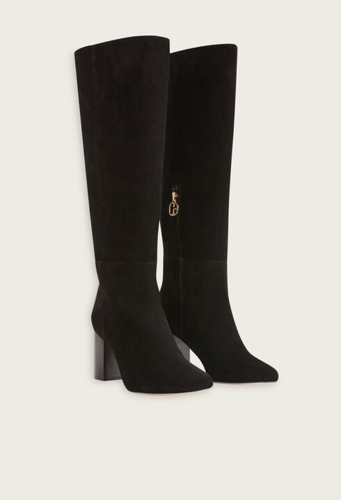 Black suede tall boots