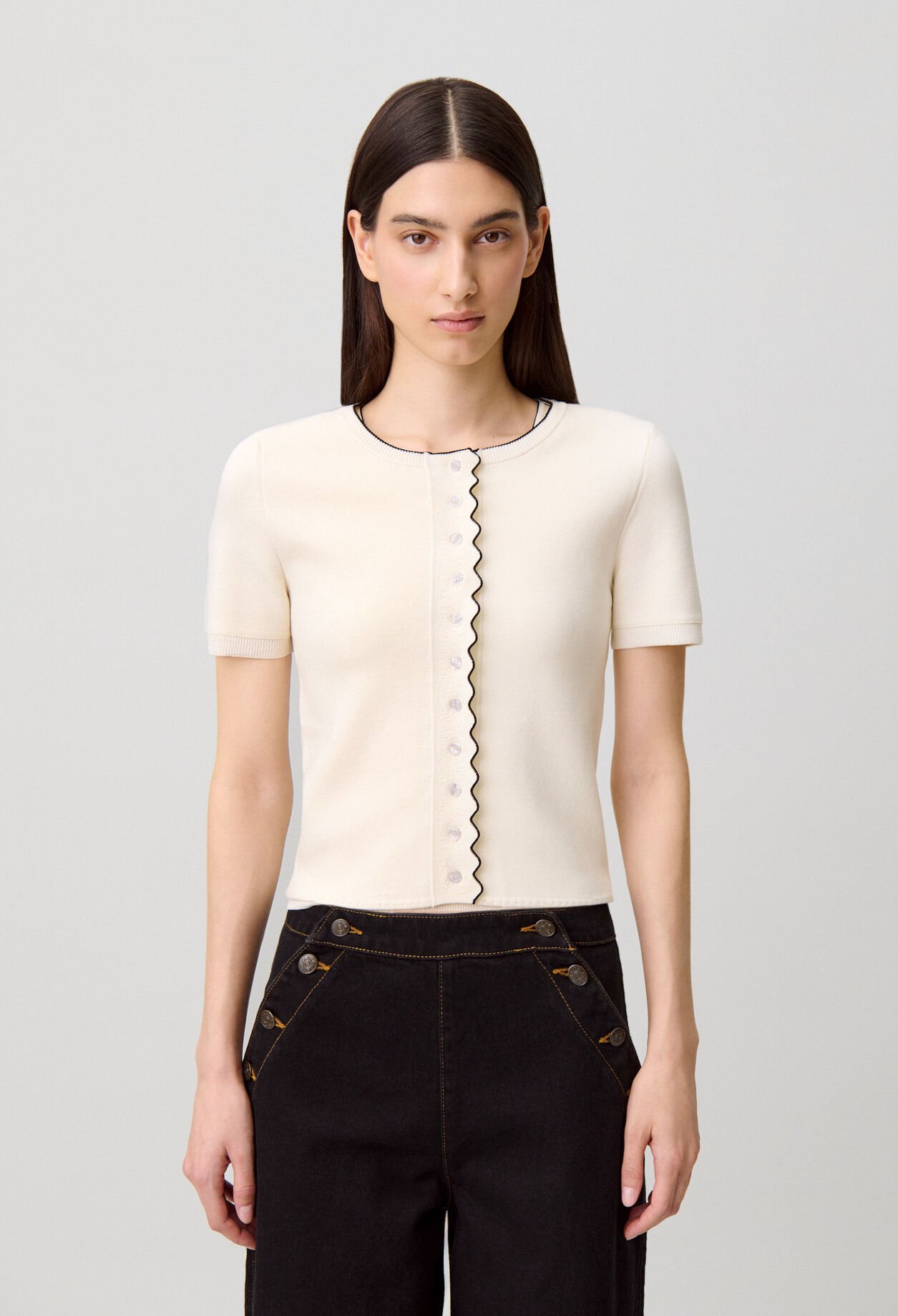 Contrast knit cardigan