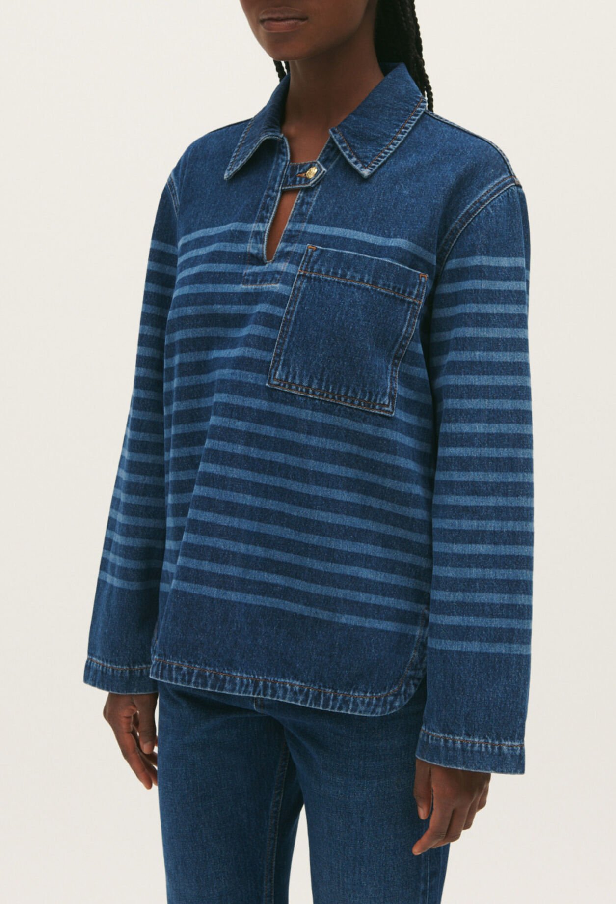 Stripy denim top