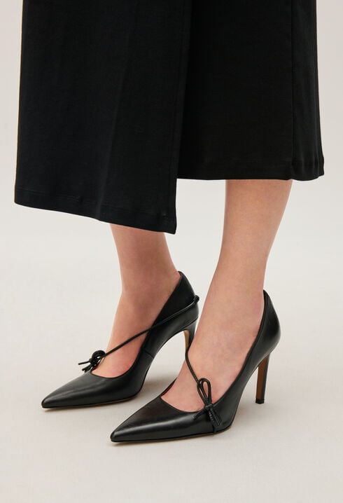 Black leather heels