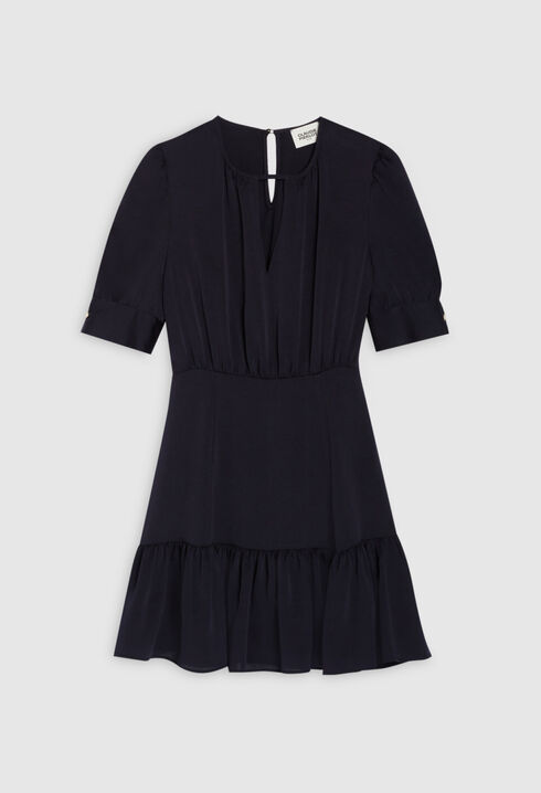 Navy blue ruffled mini dress