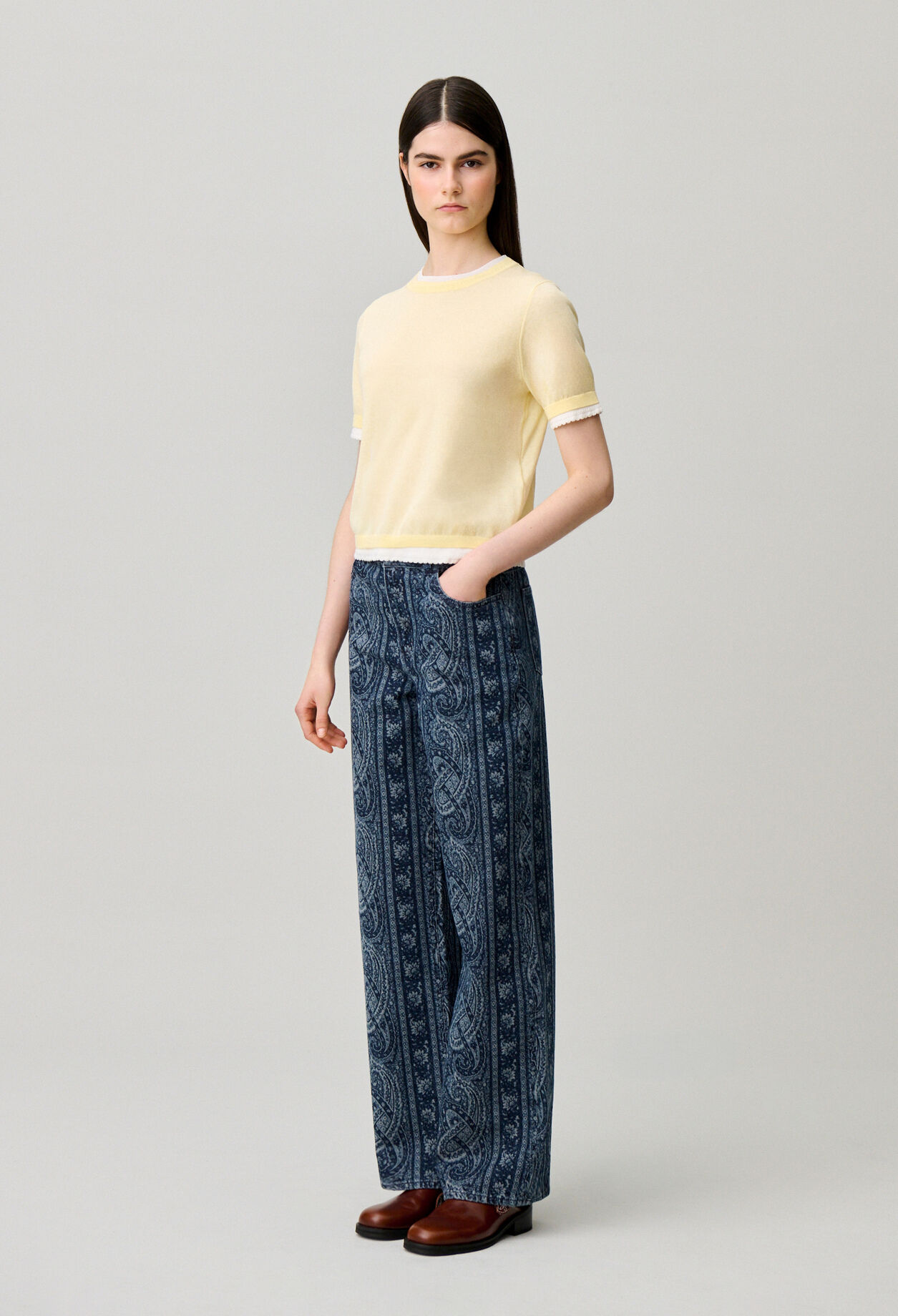 Contrast knit jumper