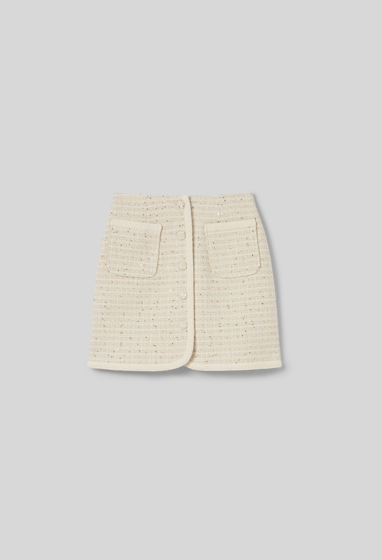 Buttoned tweed mini skirt