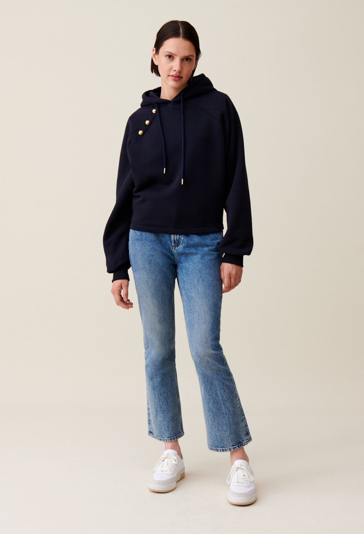 Navy hooded sweatshirt hot sale