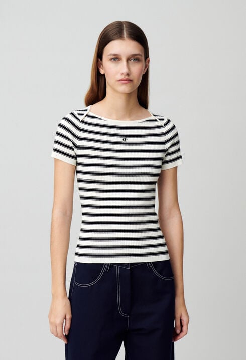 Fine-Knit Breton Stripe Top