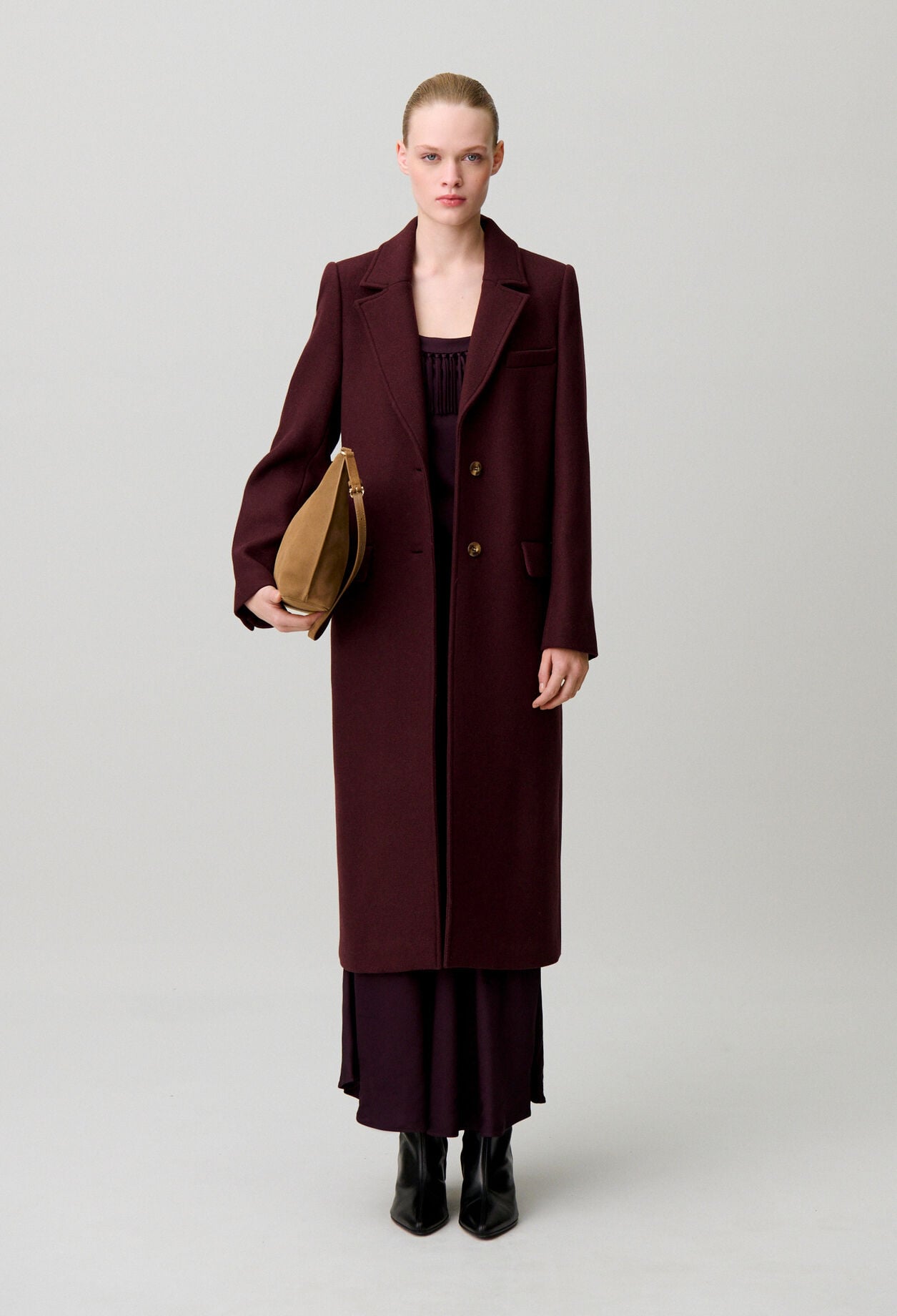 Long wool blend coat