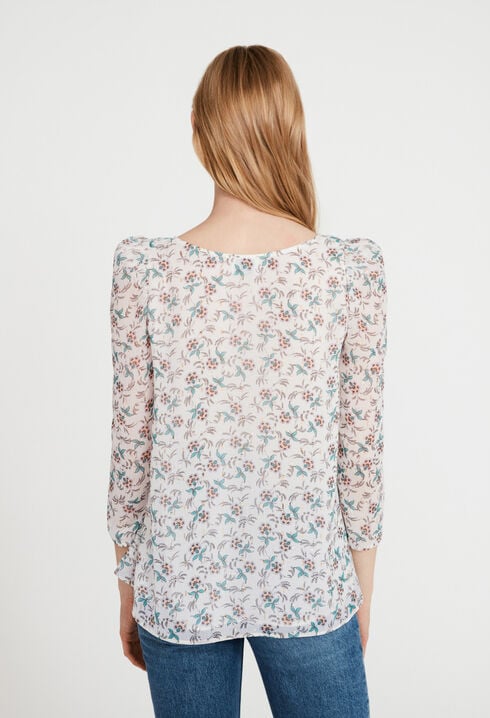 Chemise imprimé floral métallisé