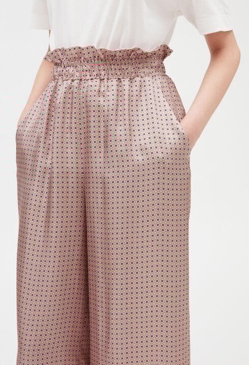 Loose pink silk trousers