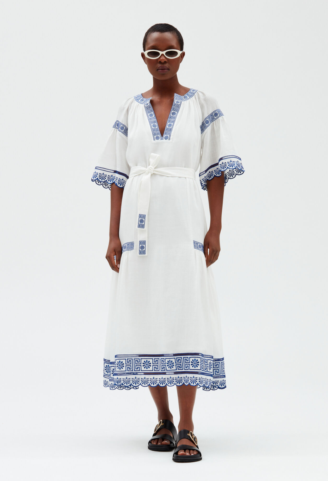 Embroidered midi dress online