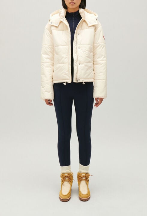 Ecru two-tone puffer jacket