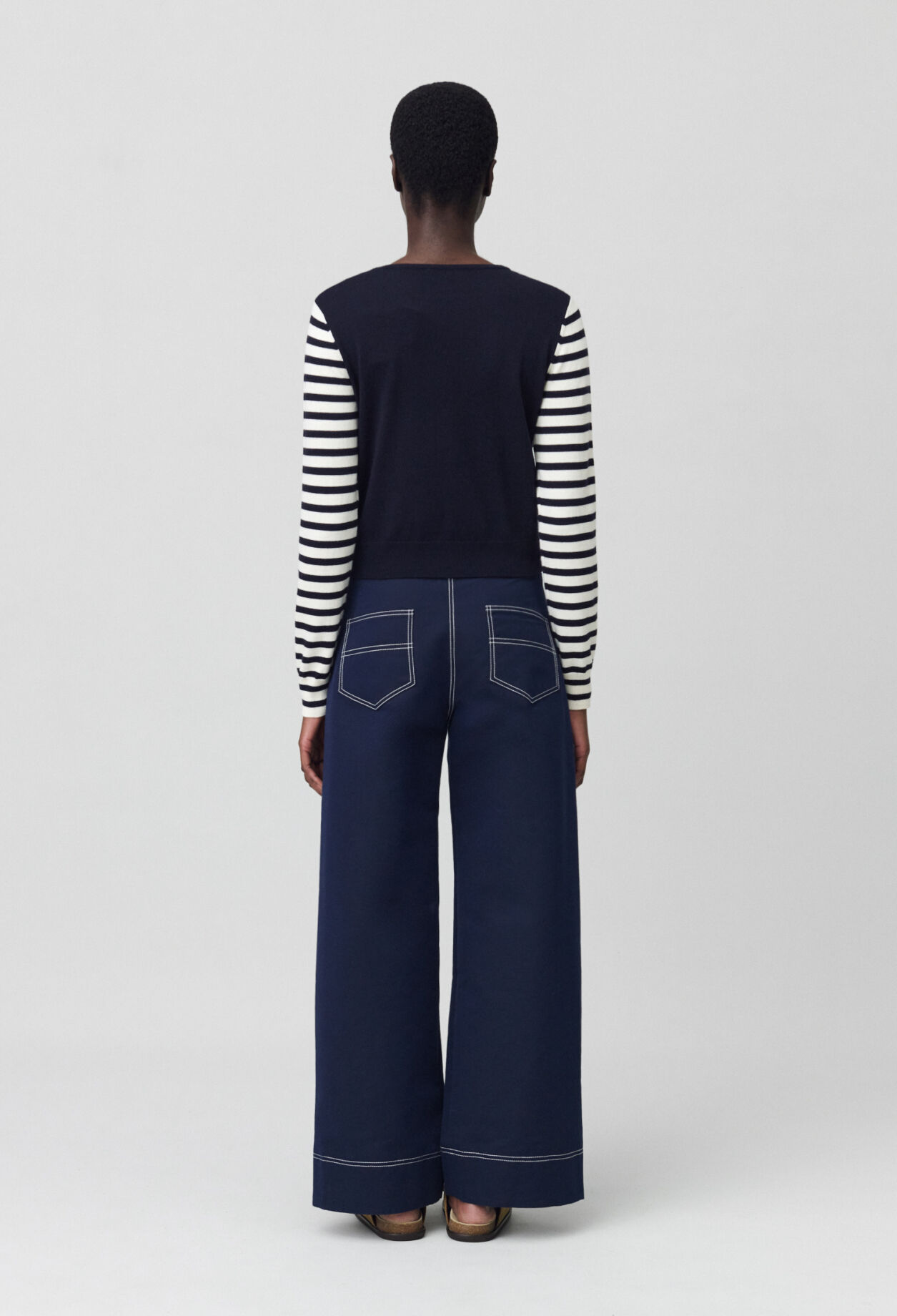 Short Striped Jumper with Plain Flap for women | Claudie Pierlot