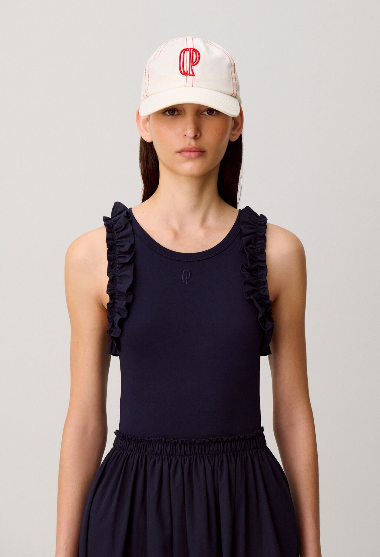 Bi-material cotton dress